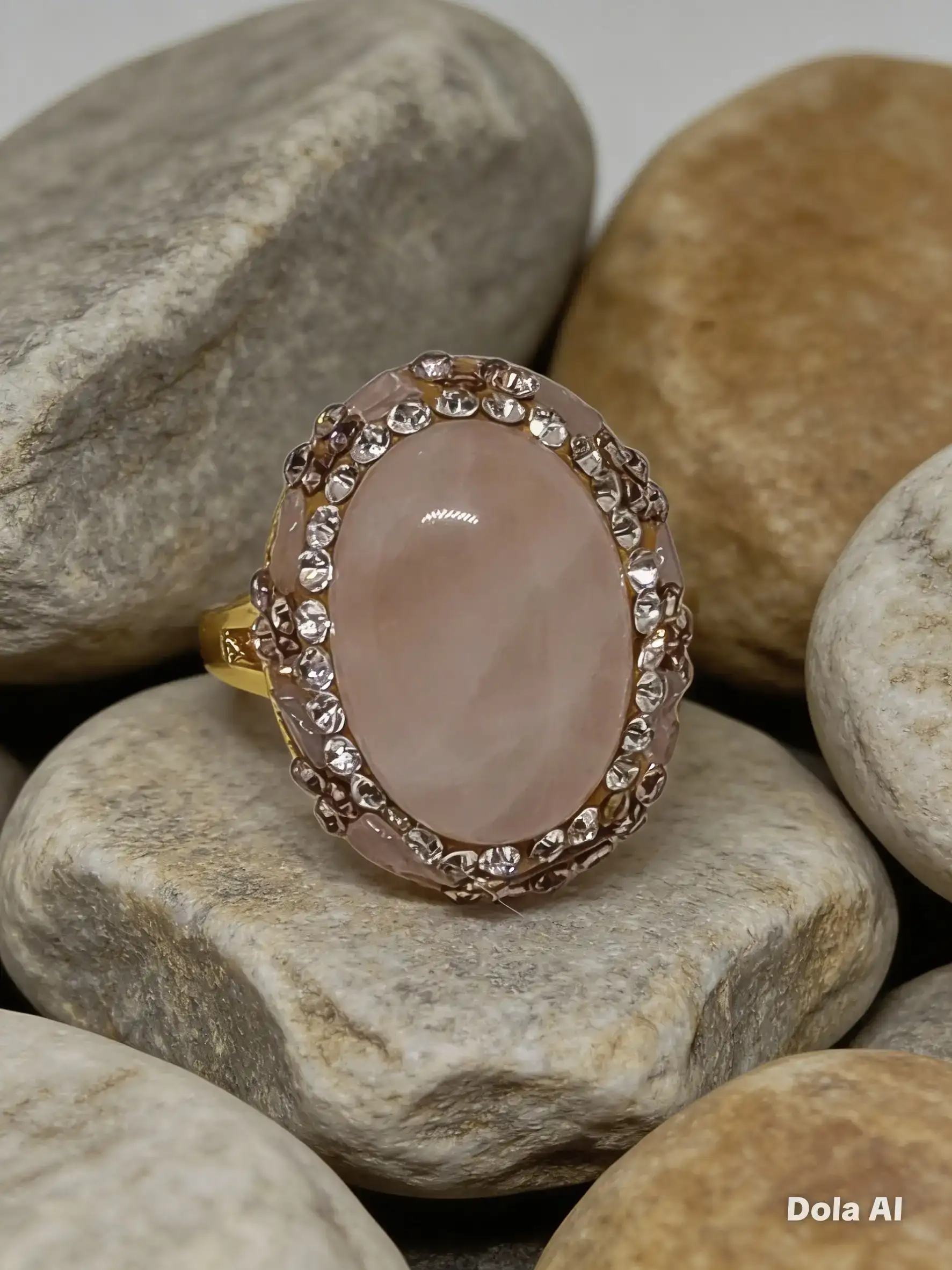 Anillo de cuarzo rosa