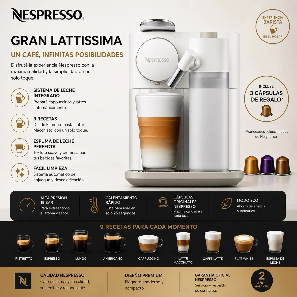 CAFETERA NESPRESSO GRAN LATTISSIMA