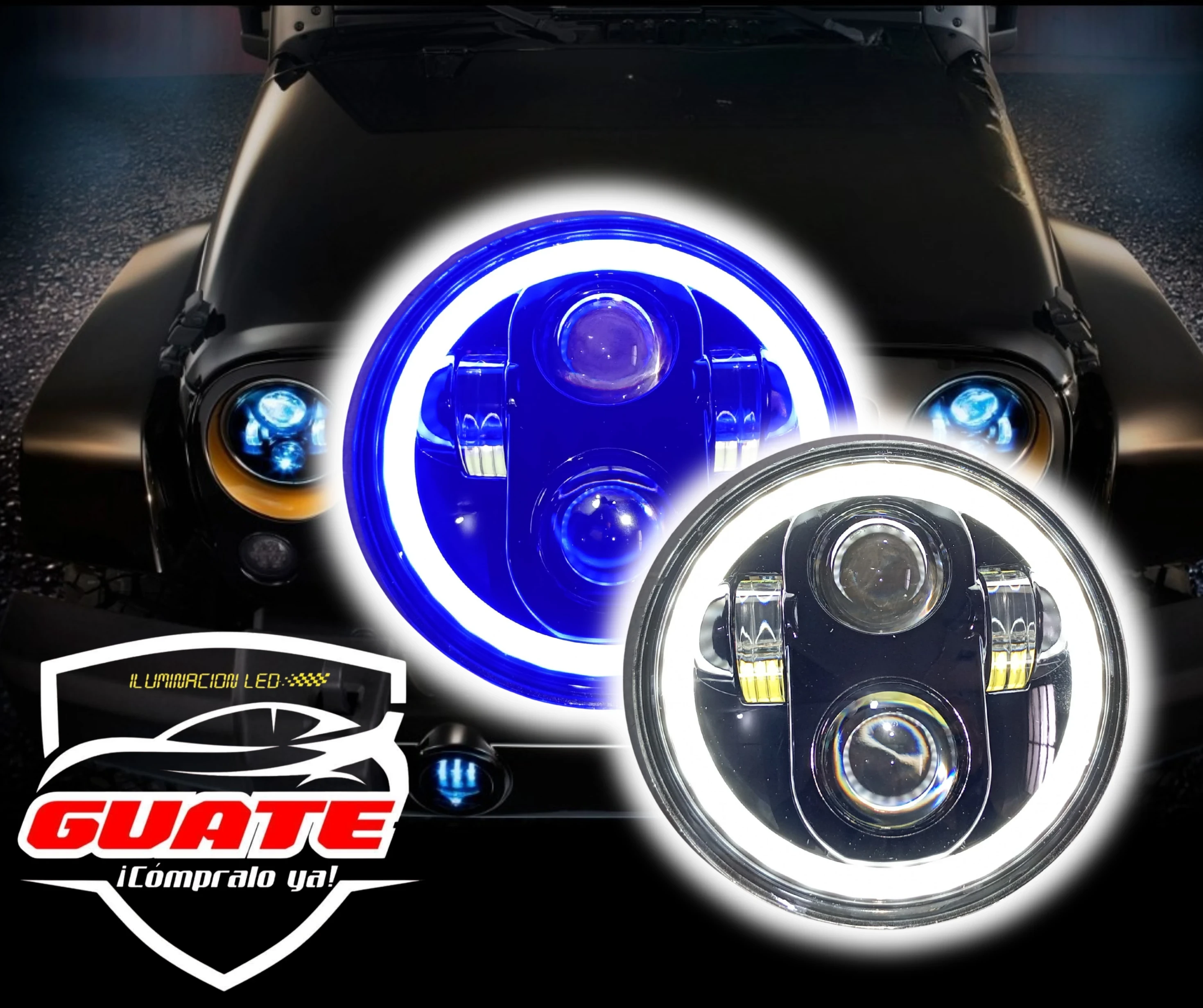 SILVINES REDONDOS 5.5" PULGADAS DELUXE  📍DRL AZUL Y BLANCO