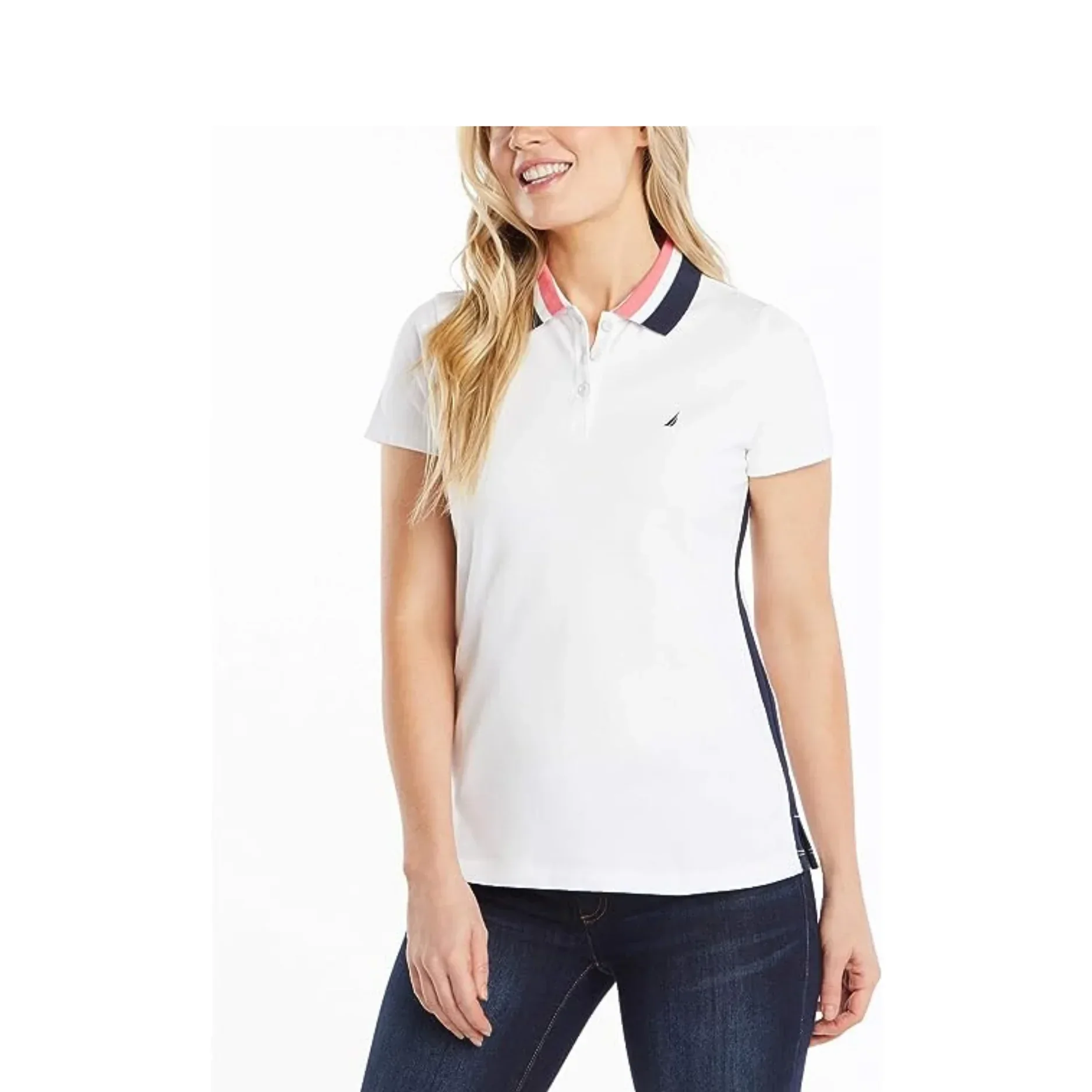 Nautica - Polo de algodón cuello rayado