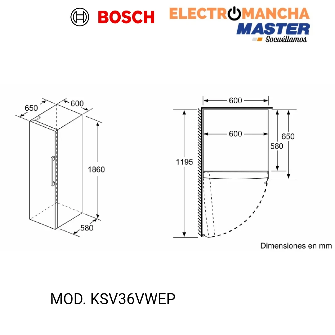 FRIGO 1 PUERTA BOSCH KSV36VWEP 1,86*60 BLANCO E 9