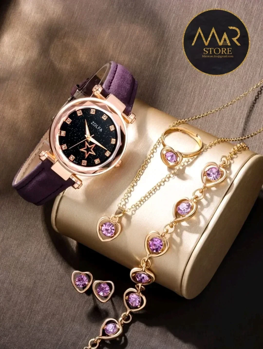 Set de 5 piezas de reloj y joyas 