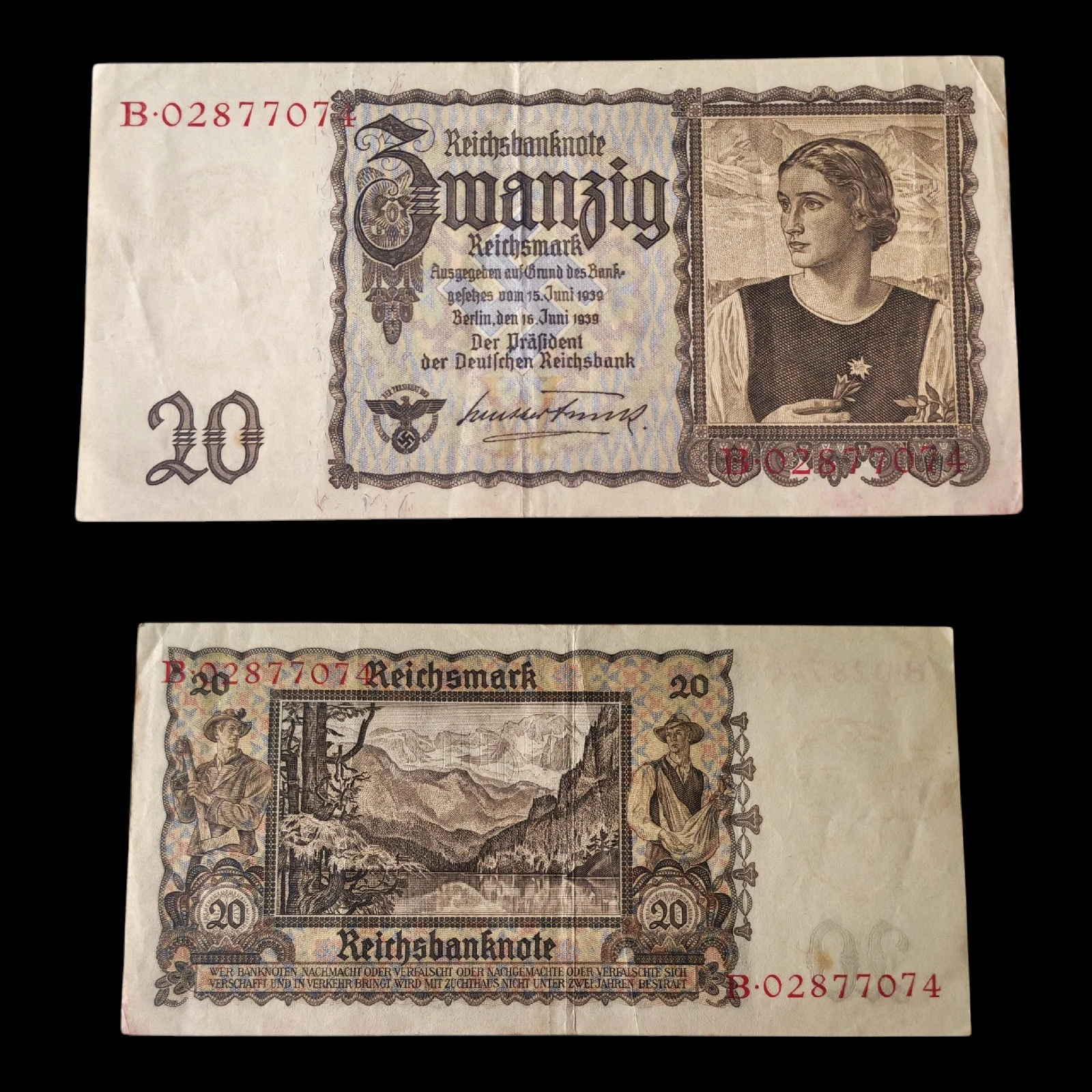 ° Alemania Tercer Reich 20 Reich Mark Circulado 