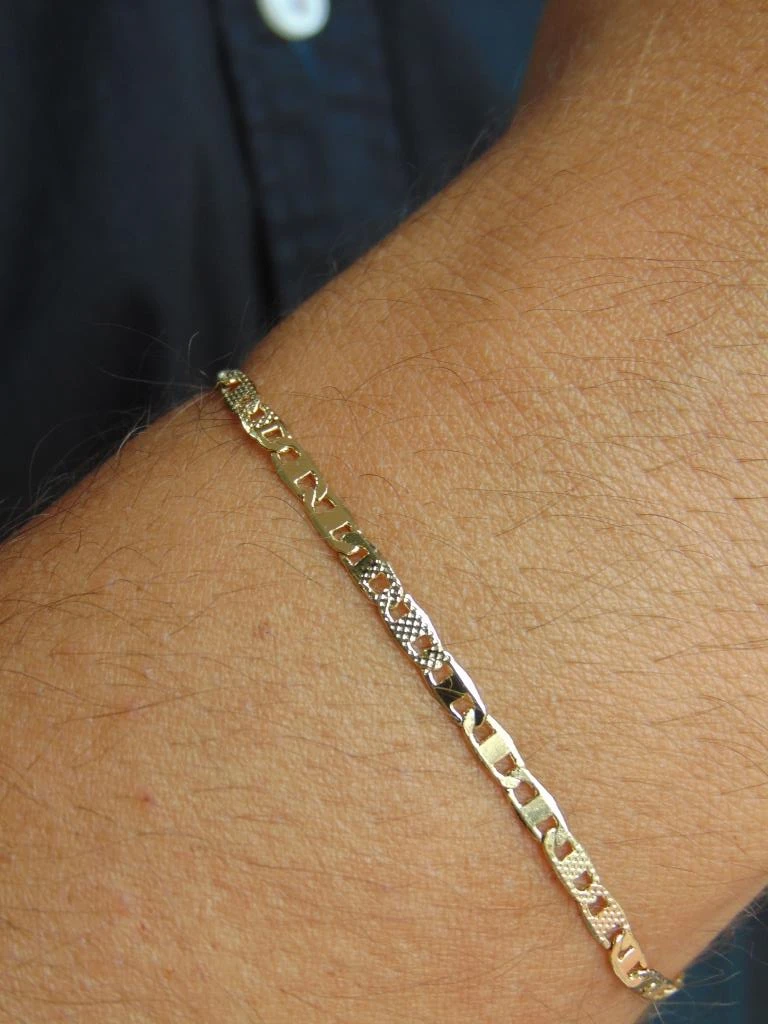 PULSERA RODIO DOR HOMBRE TEJIDO SINGAPOUR 3MM | 20CM LARGO  4