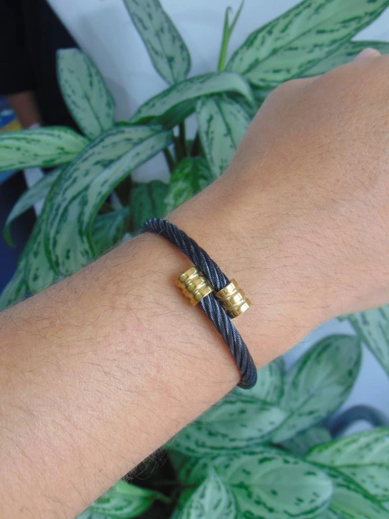 PULSERA ACERO DOR HOMBRE ARO GUAYA NEGRA
