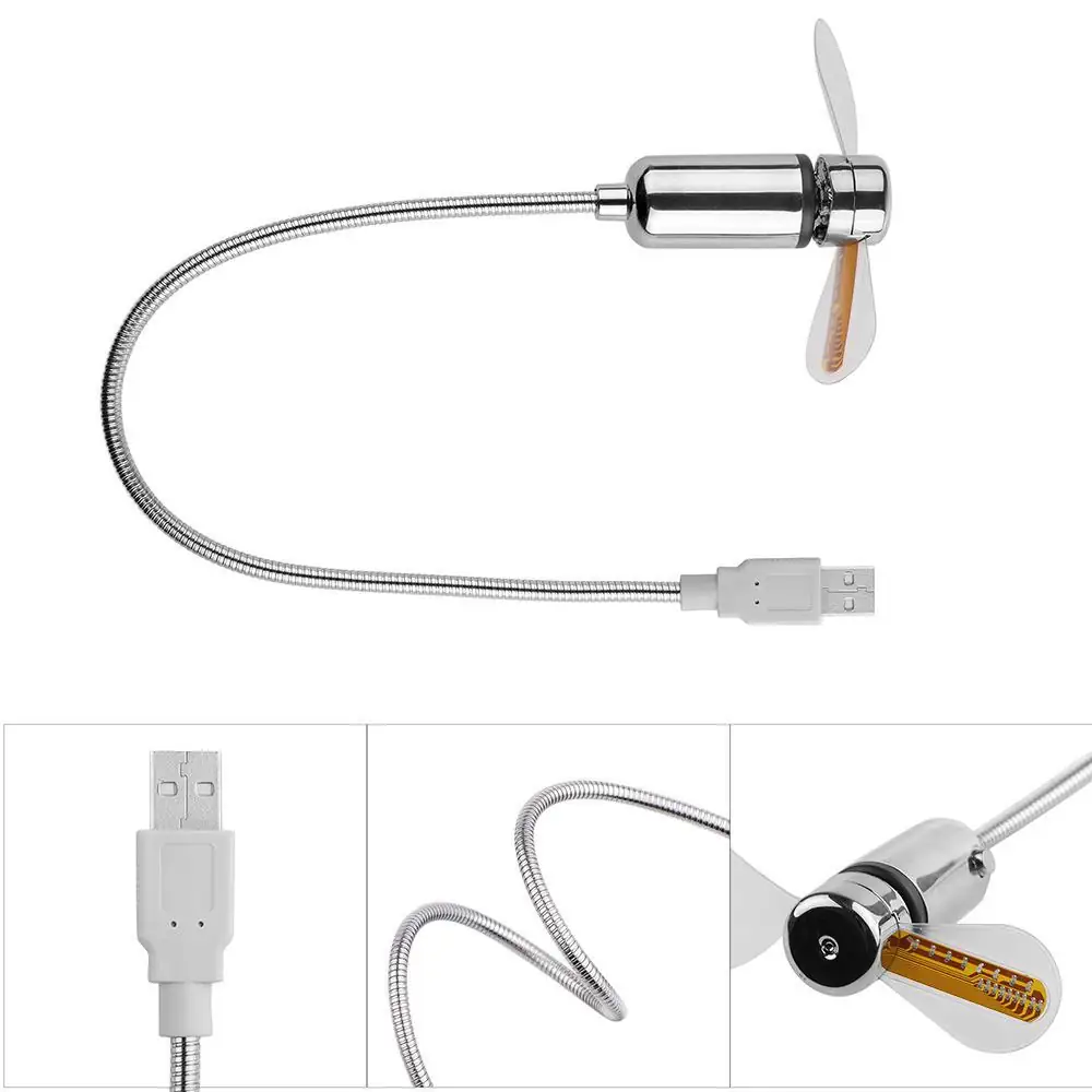 Mini Ventilador USB Flexible con Reloj Análogo de Luz Led 3
