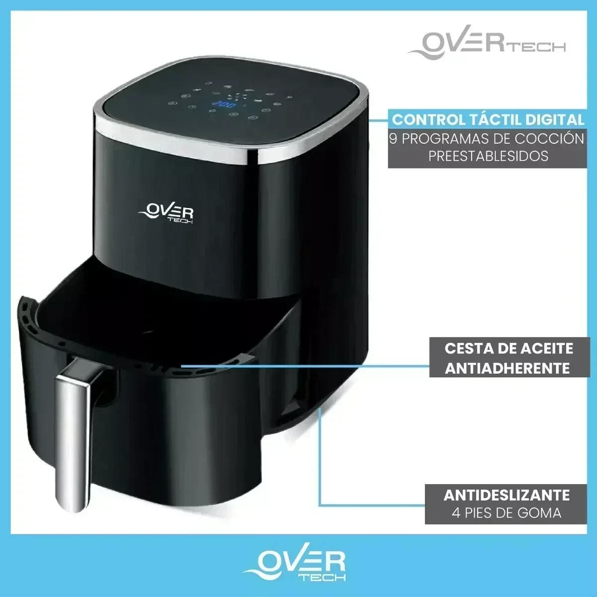 FREIDORA DE AIRE OVER TECH 4LTS 1500W  3