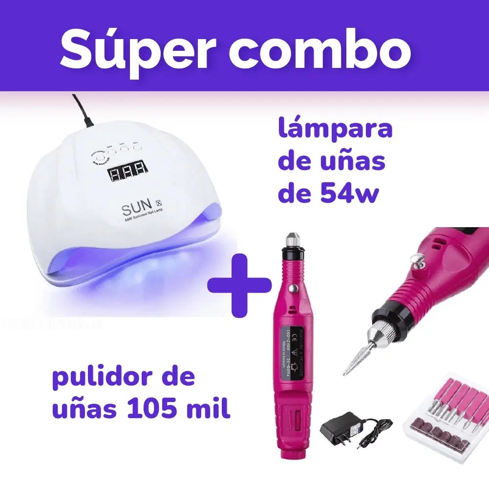 COMBO lampara led/uv 48 wats + pulidor de uñas acrílicas