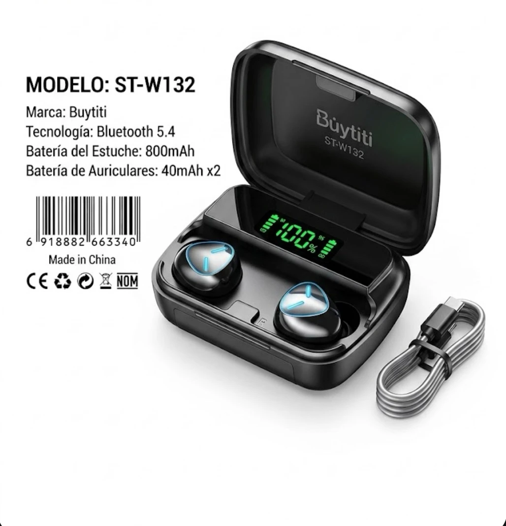 Audífonos Bluetooth 5.4 Buytiti ST-W132 - Edición Gaming - 800mAh 3