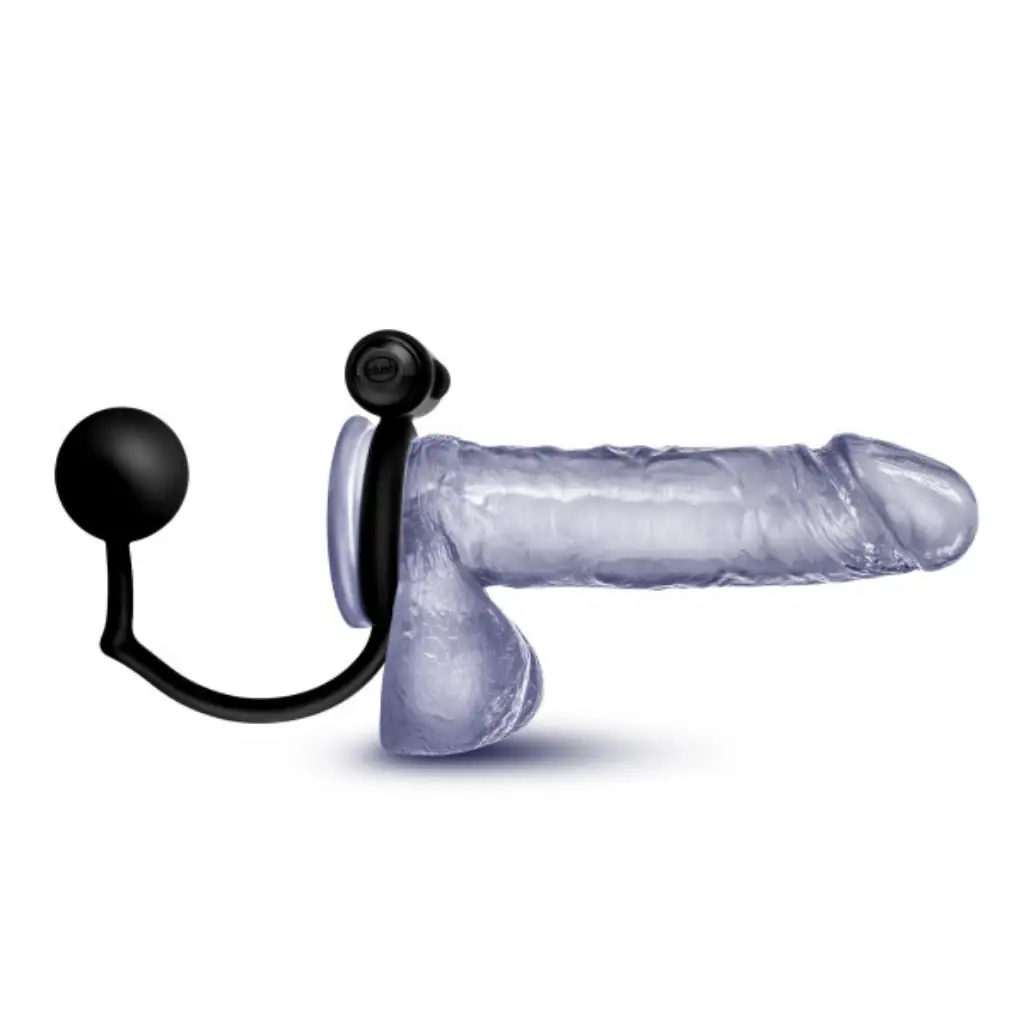 Silicone Anal Ball with Vibrating C-Ring Black 6