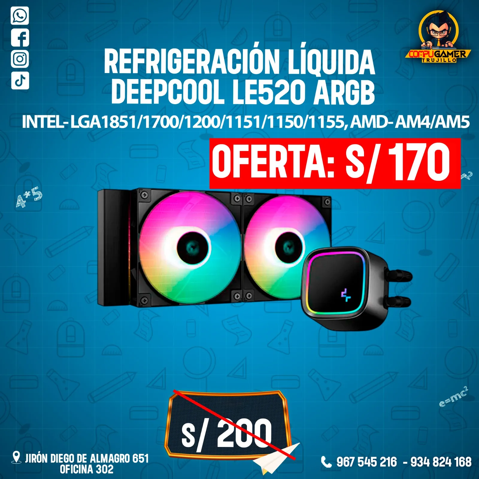 REFRIGERACIÓN LÍQUIDA DEEPCOOL LE520 ARGB BLACK
