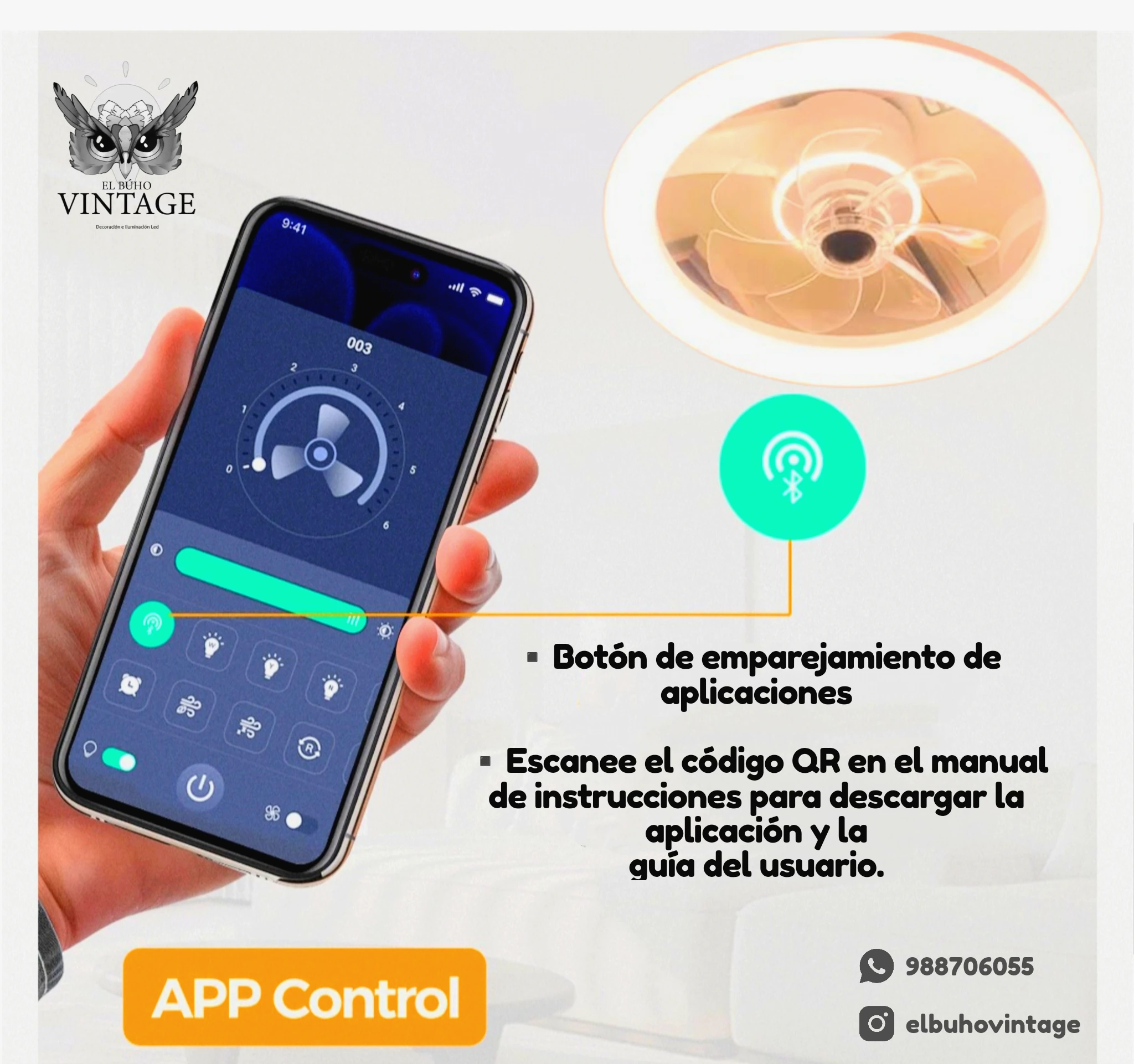 LÁMPARA VENTILADOR LED ROTACIÓN 360°  3