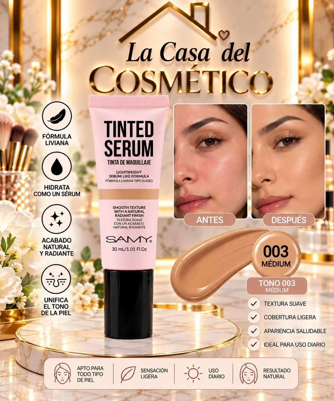 samy tinta de maquillaje tinted serum tono 003 medium.jfif