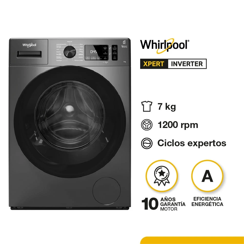 LAVARROPAS WHIRLPOOL CARGA FRONTAL 7 KG -1200RPM SILVER INVERTER ‼️SOLO POR PEDIDOS ‼️ 