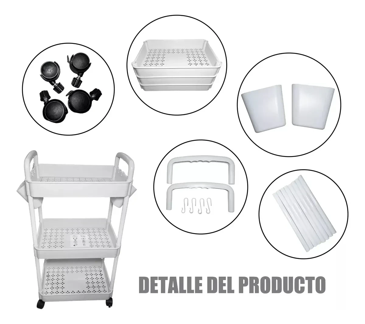 Carro Organizador 3 Niveles Con Ruedas Blanco 4