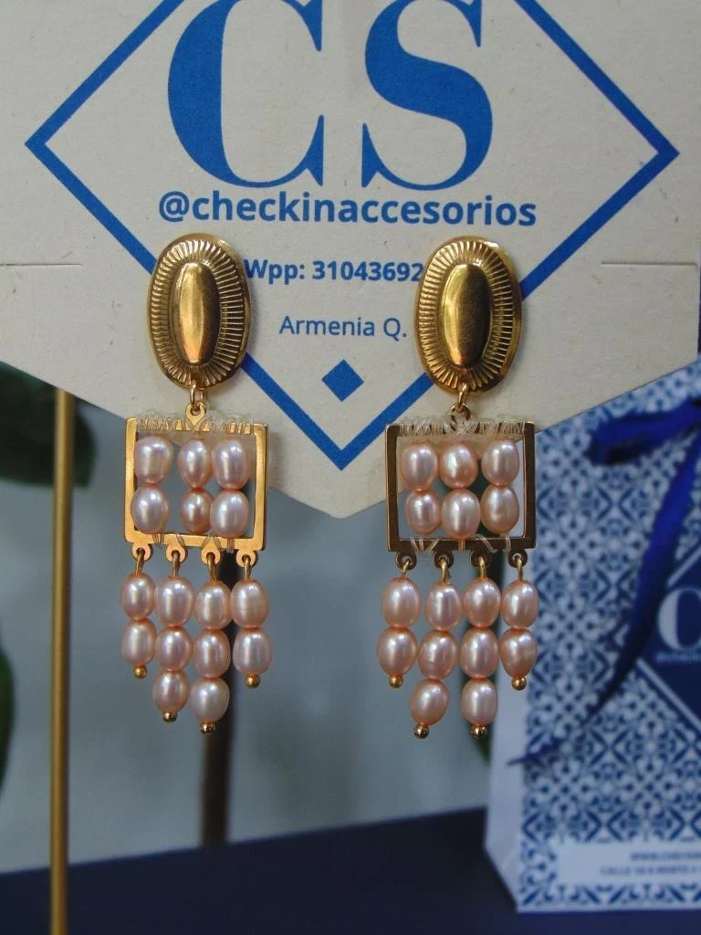 ARETE ACERO DOR LAGRIMAS PERLAS ROSA 2