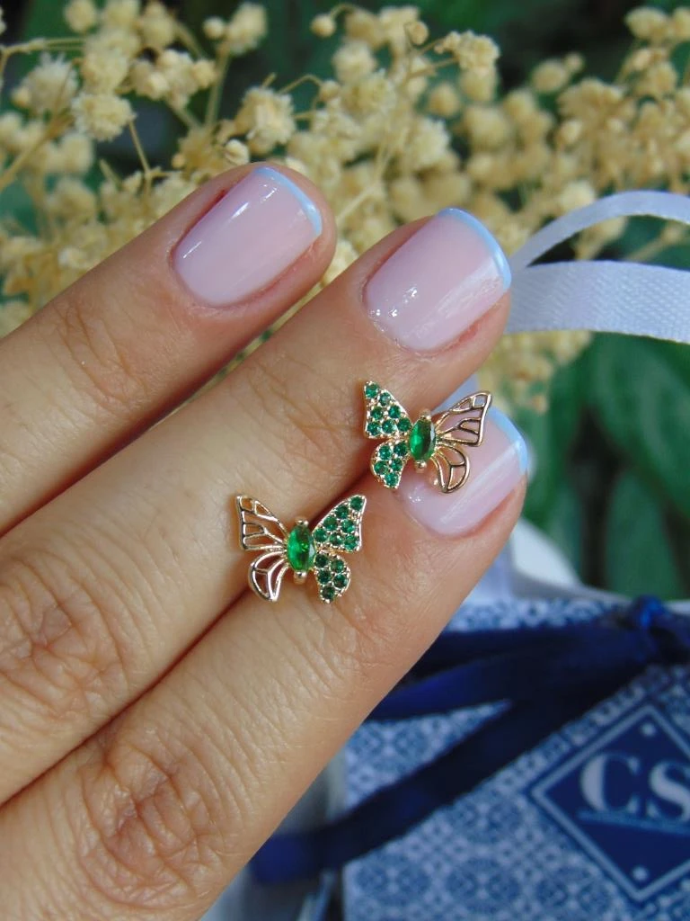 TOPO RODIO DOR MARIPOSA CIRCONES VERDES 2