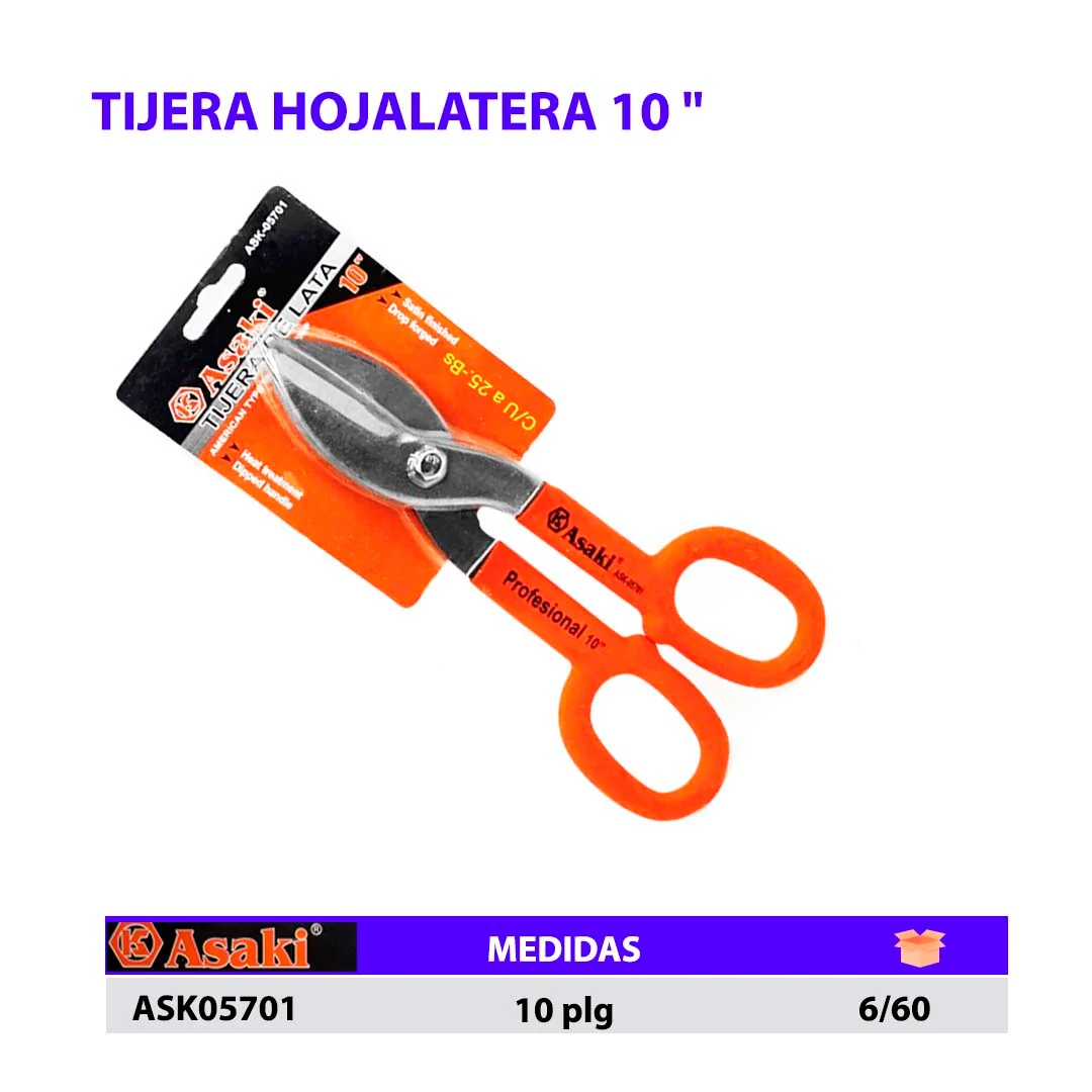 TIJERA HOJALATERA ASAKI 10"
