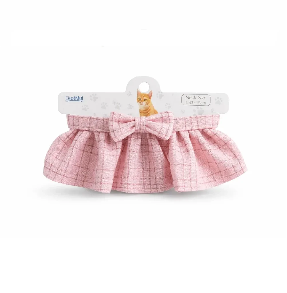 Bandana Tipo Faldita Con Moño Para Mascotas Perros Y Gatos Pequeños Color Rosado Pastel