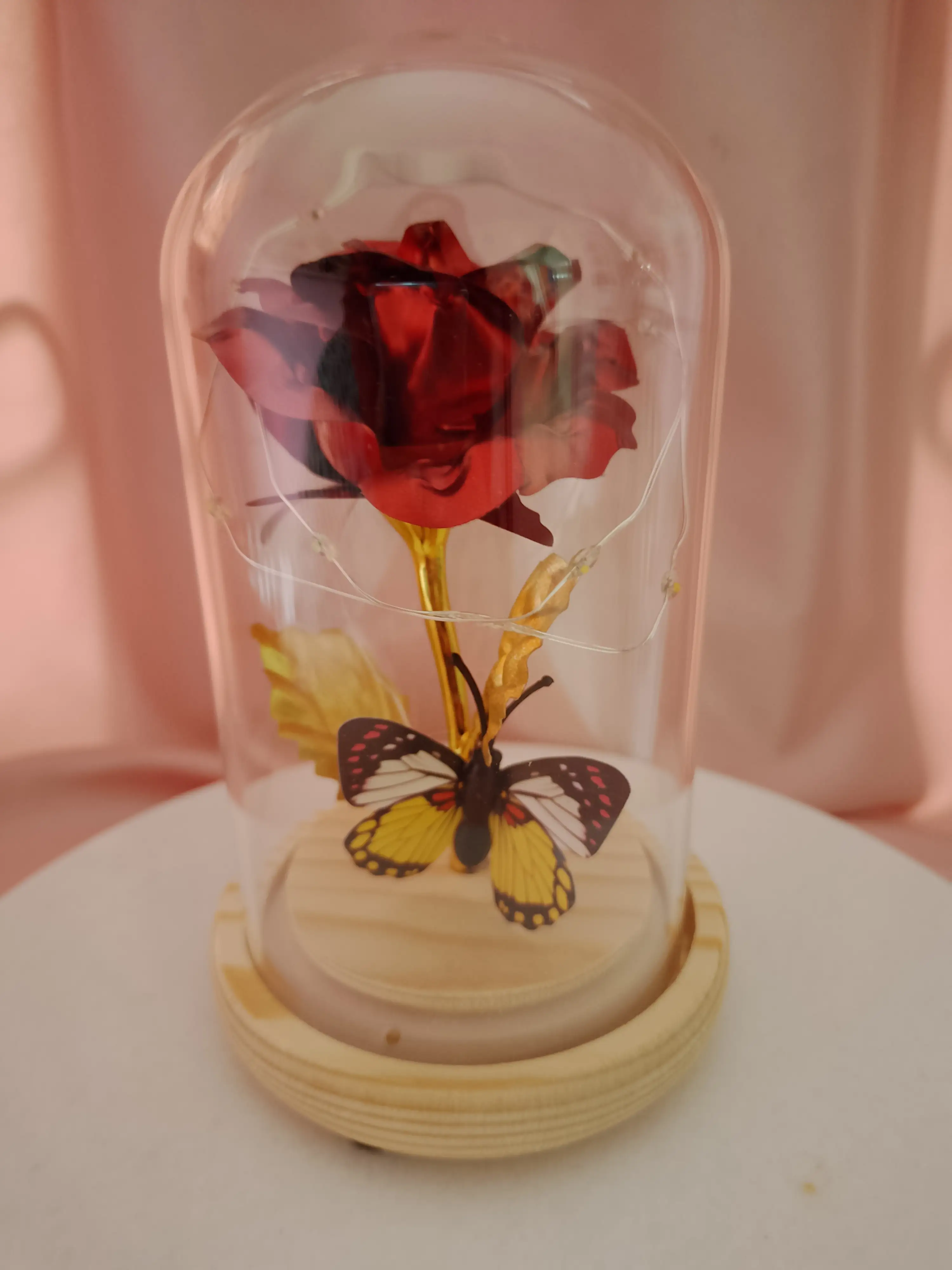 Rosa bella y bestia con mariposa 💖