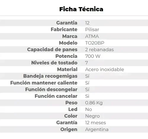 Tostadora Atma  Multifuncion Essential Black 7