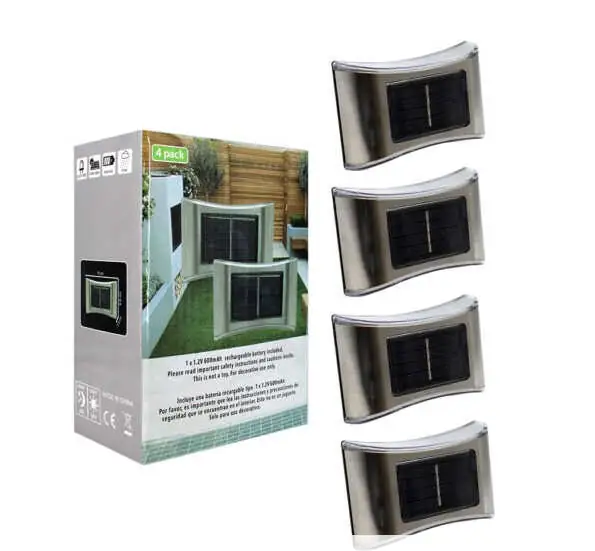 Set 4 Lámparas De Pared Con Luz LED Y Panel Solar  2