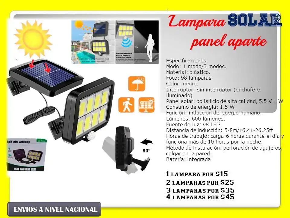 Lámpara solar con panel aparte  2
