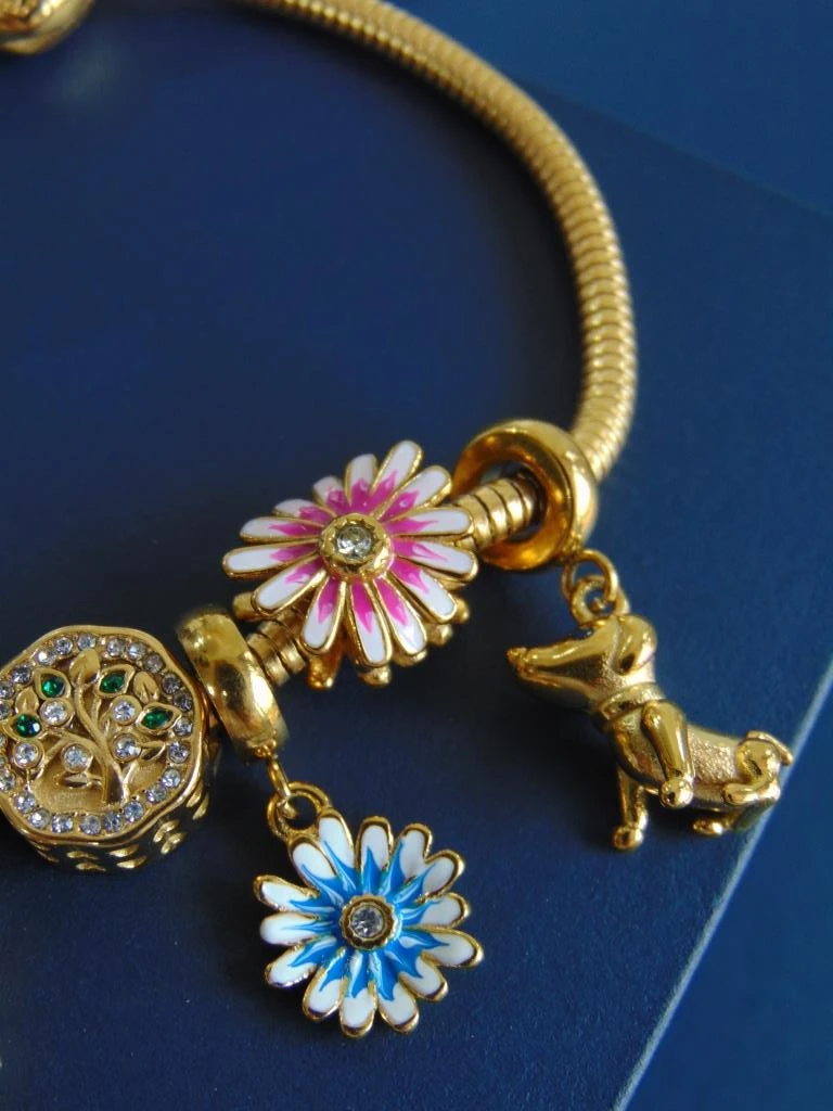 PULSERA ACERO DOR TIPO PANDORA JARDIN 4