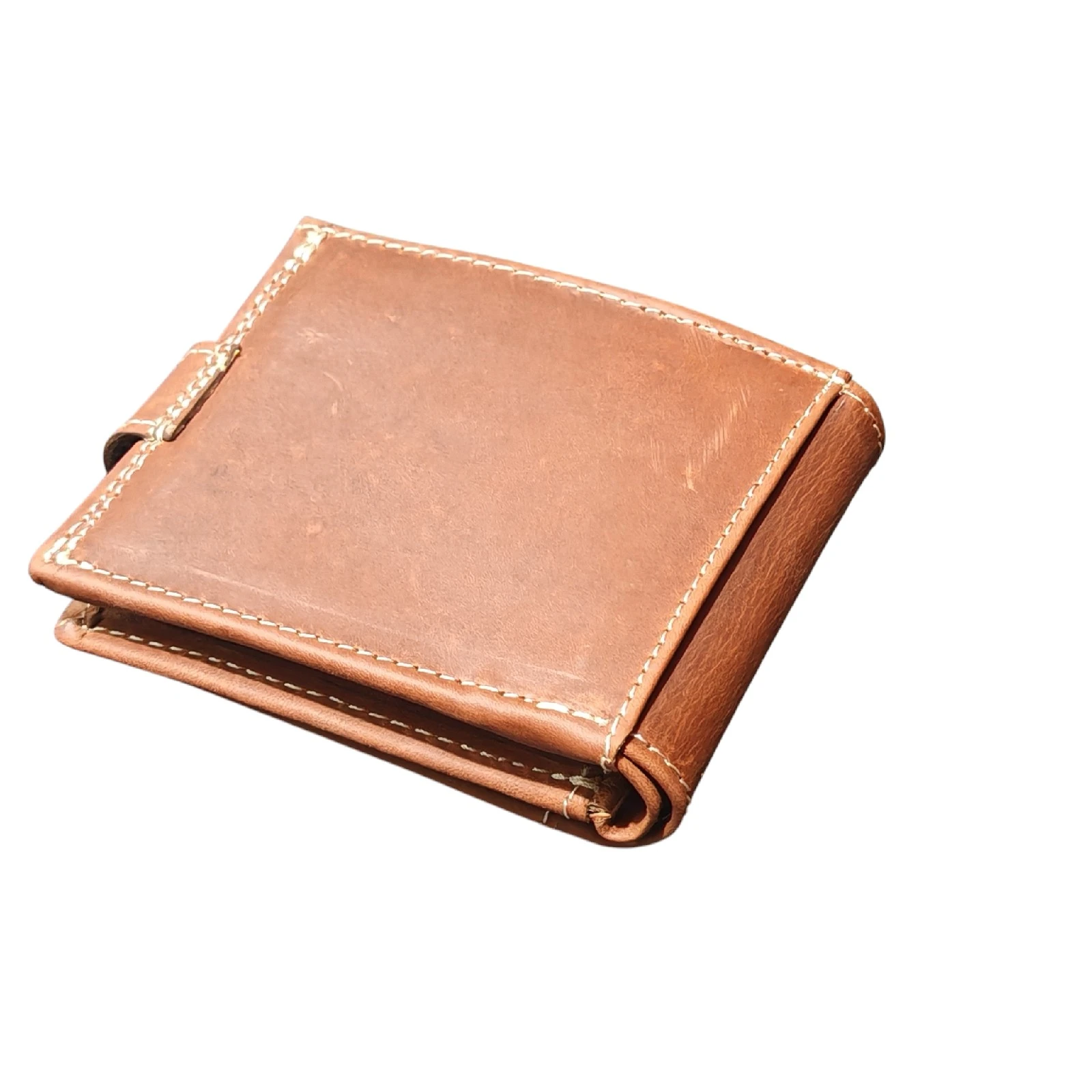 Billetera bifold cuero cafe crazy con cierre de broche  3