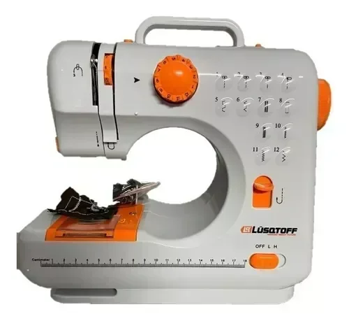 Máquina De Coser Recta Lusqtoff Mcs12l-8 Blanca Y Naranja