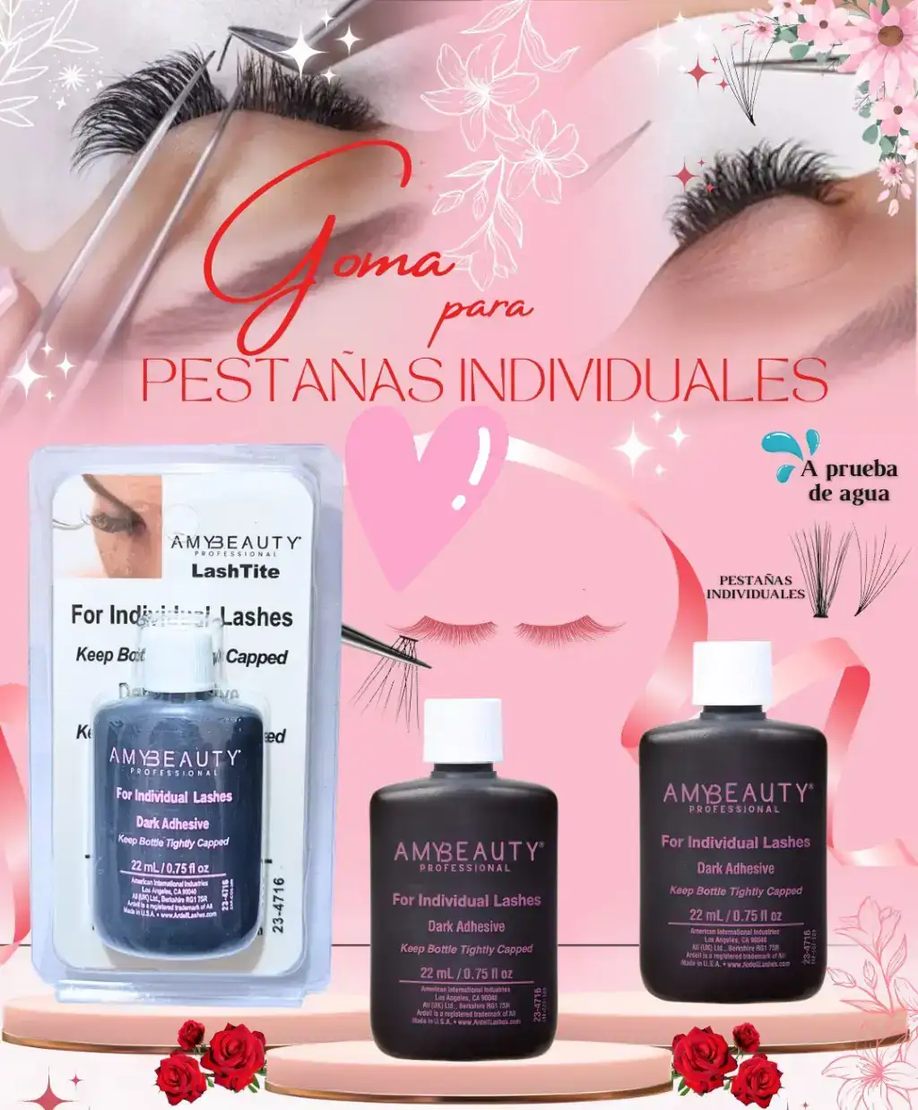 Goma para Pestañas Individuales 22ml AmyBeauty 