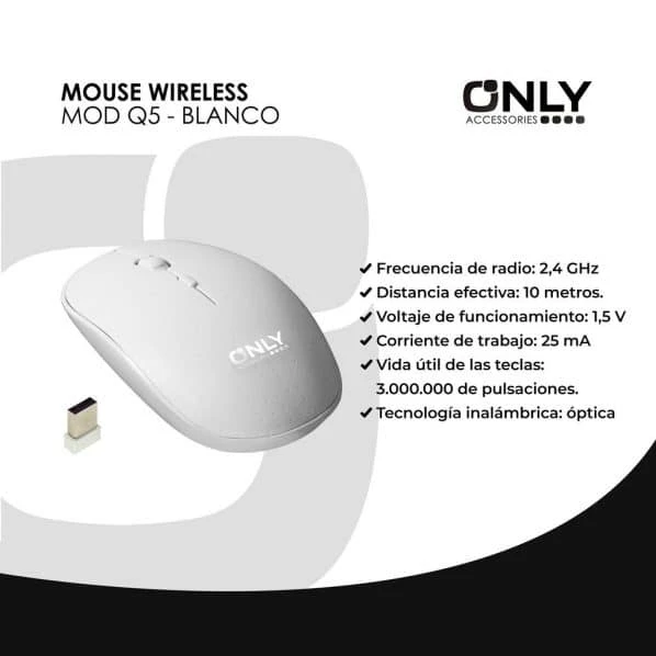 MOUSE WIRELESS MOD Q5 – BLANCO 2