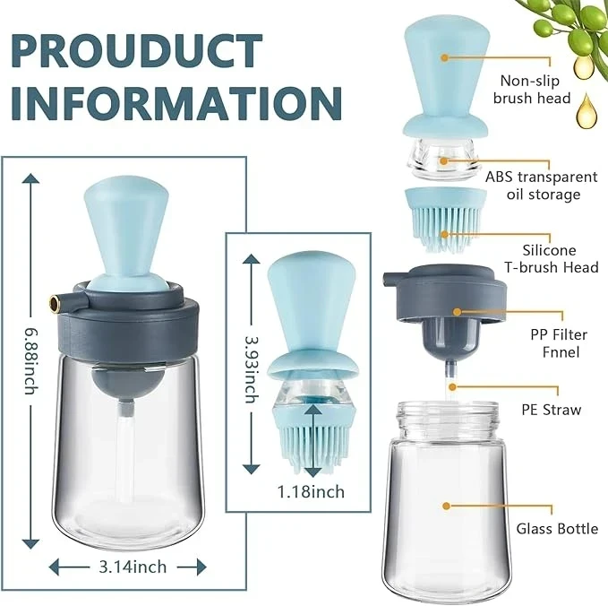 DISPENSADOR DE ACEITE PARA COCINA CON PINCEL SILICONADO 5