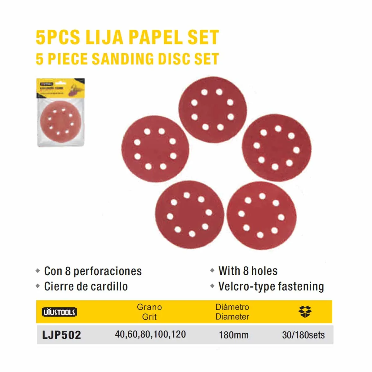 LIJA PAPEL suelto UYUST 7 " 180 MM (40 60 80 100 120)