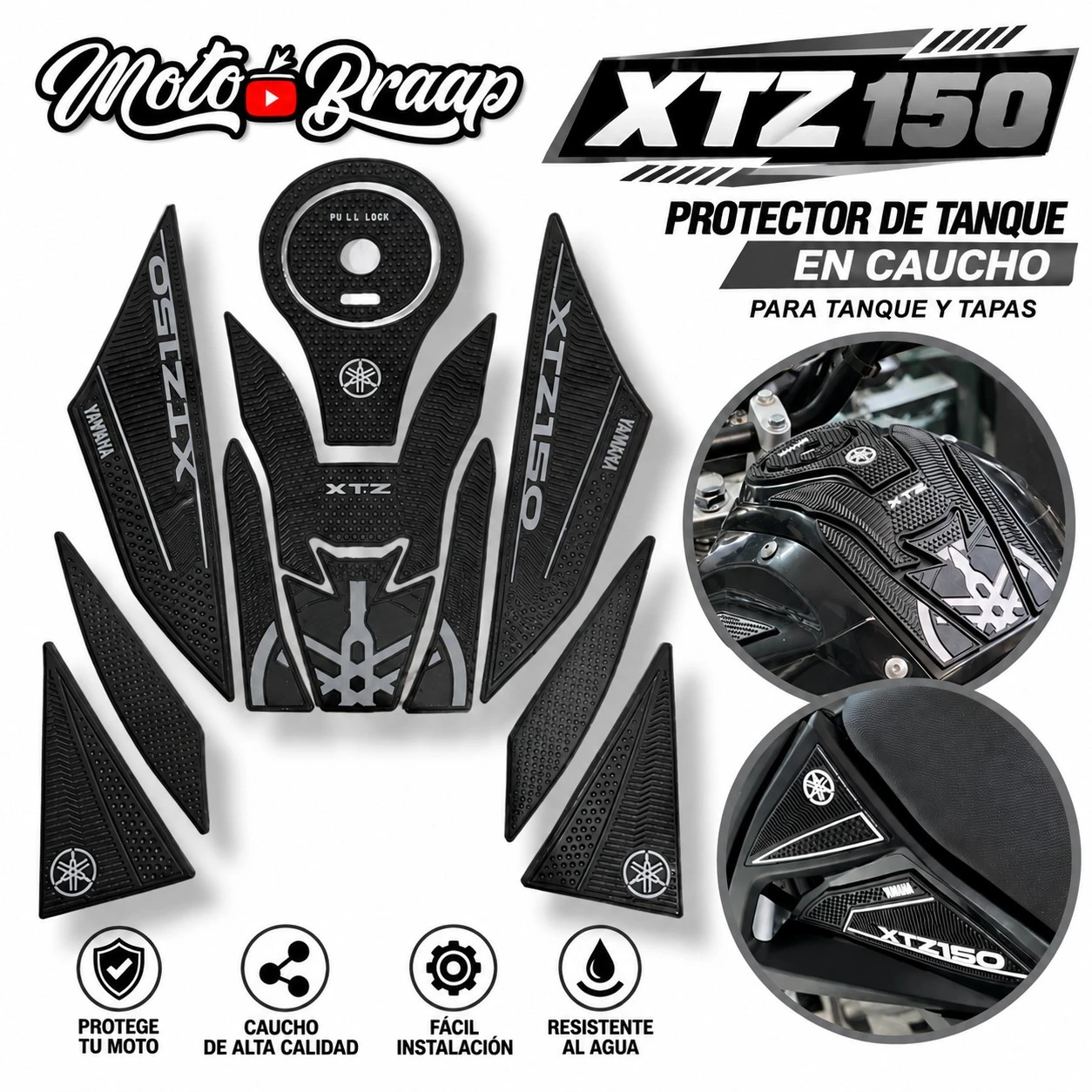XTZ 150 Protector de tanque en caucho negrk geis