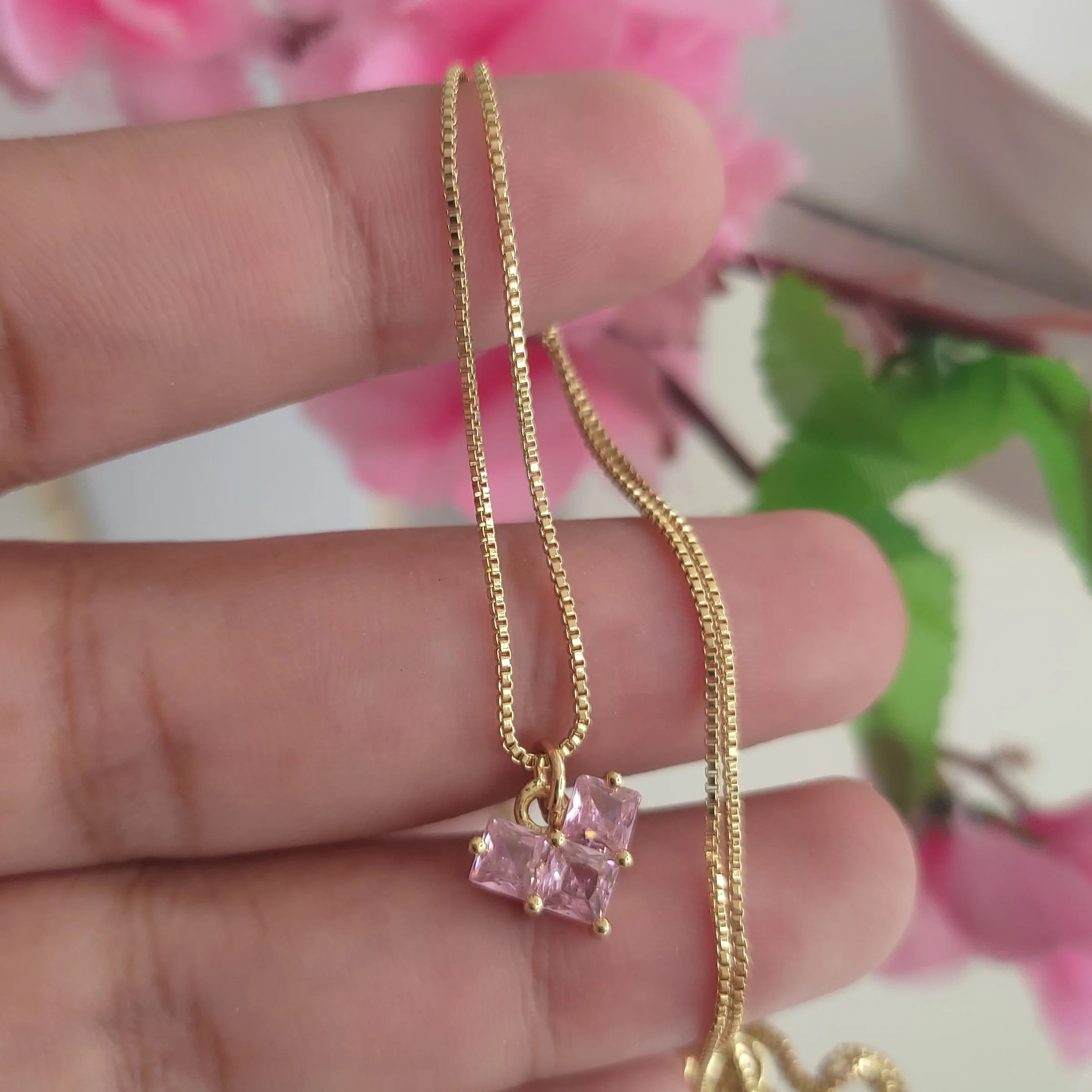 CADENA CORAZON ROSA