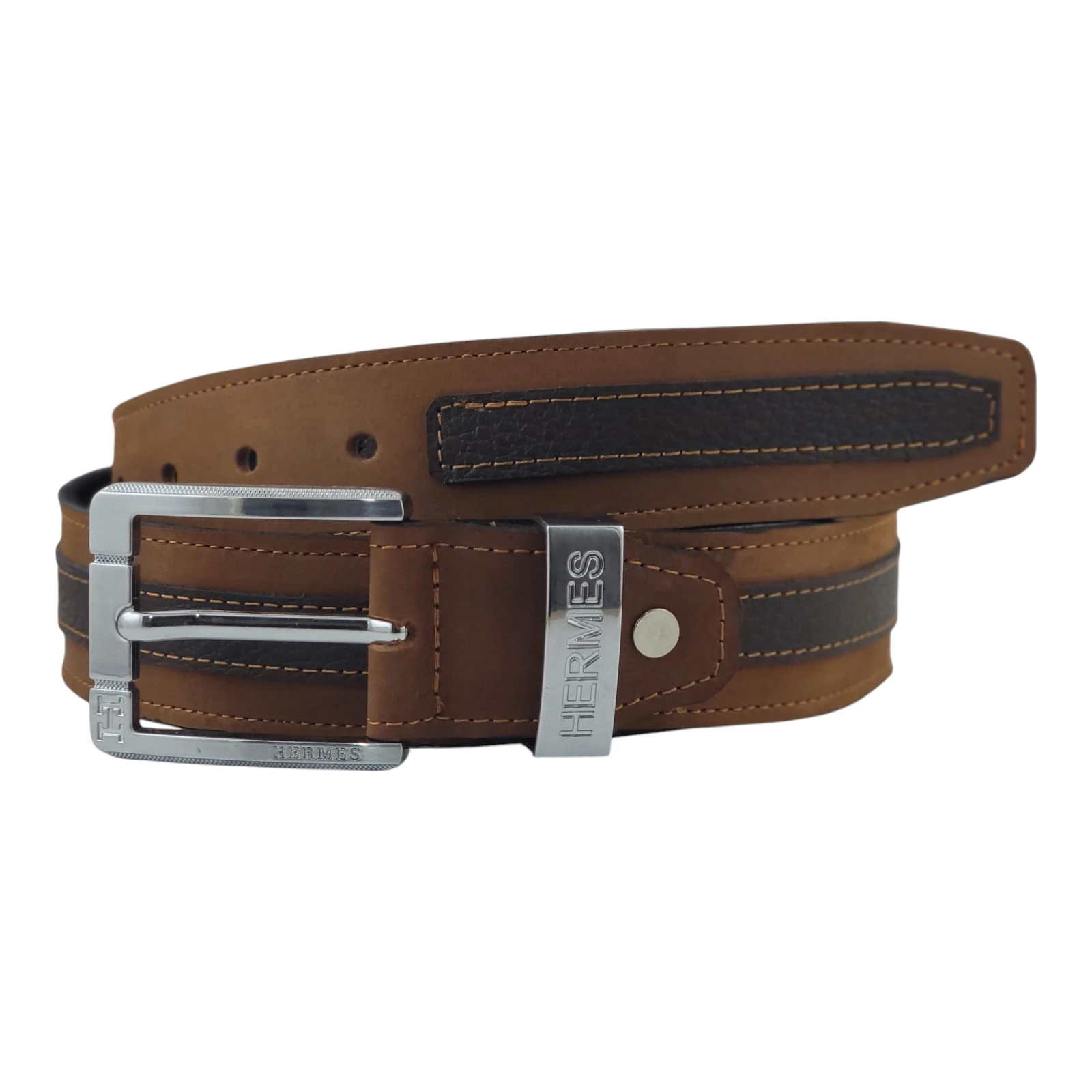 HERMES – Cinturón de Cuero Genuino cafe cracy y cafe croshkid 3