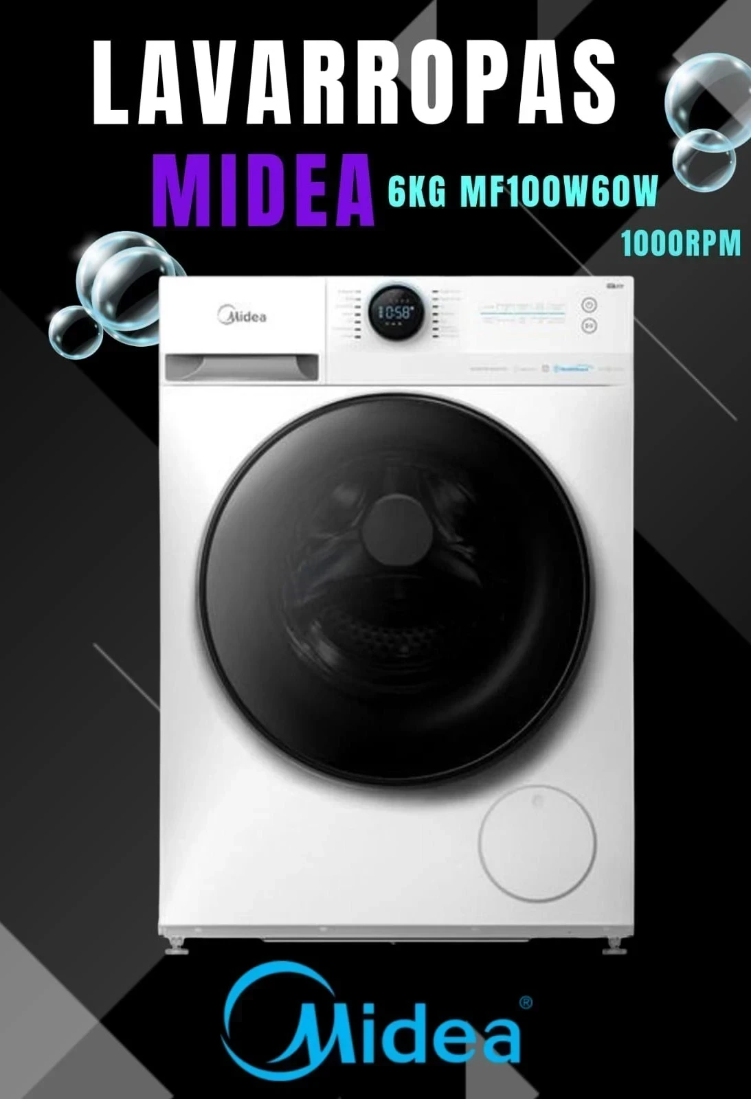 LAVARROPAS MIDEA 6KG  BLANCO 1000RPM MF100W70VW