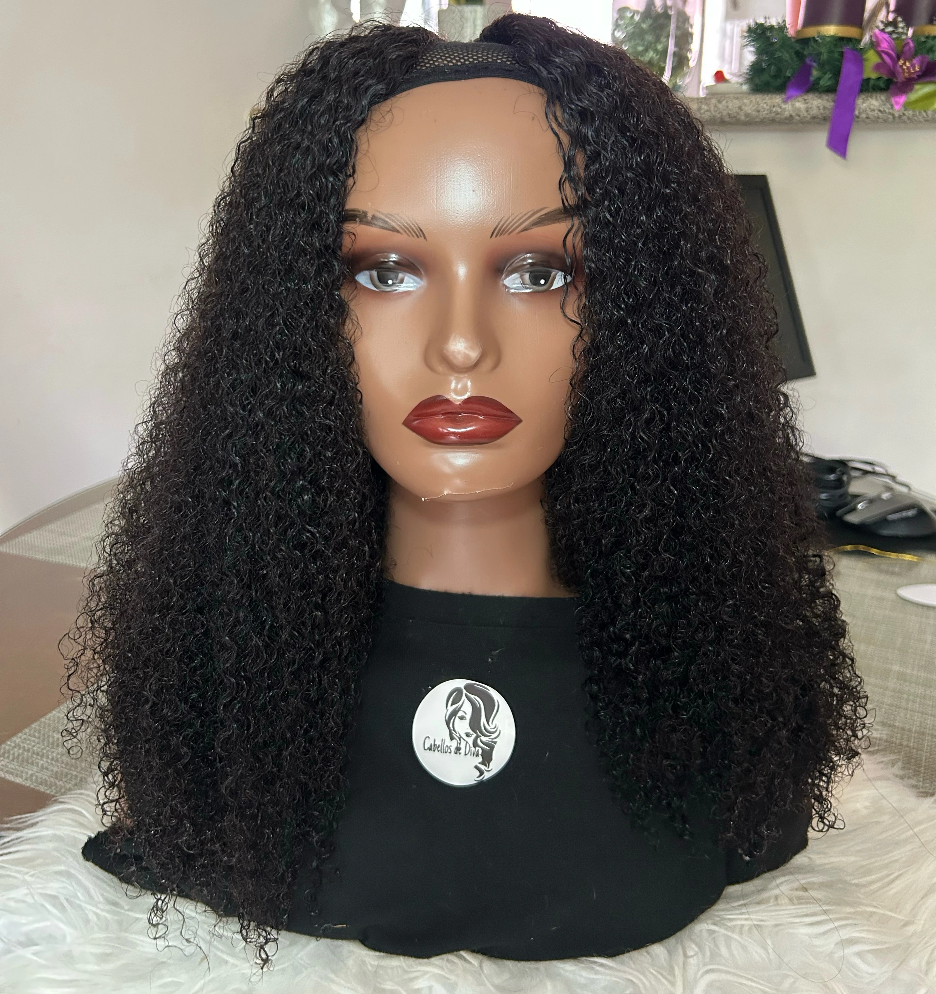 Pelucas de cabello humano rizado sin pegamento con parte en V, sin encaje, ,afro, rizado, con clips, sin coser, densidad del 200%, color negro natural, 20 pulgadas 3