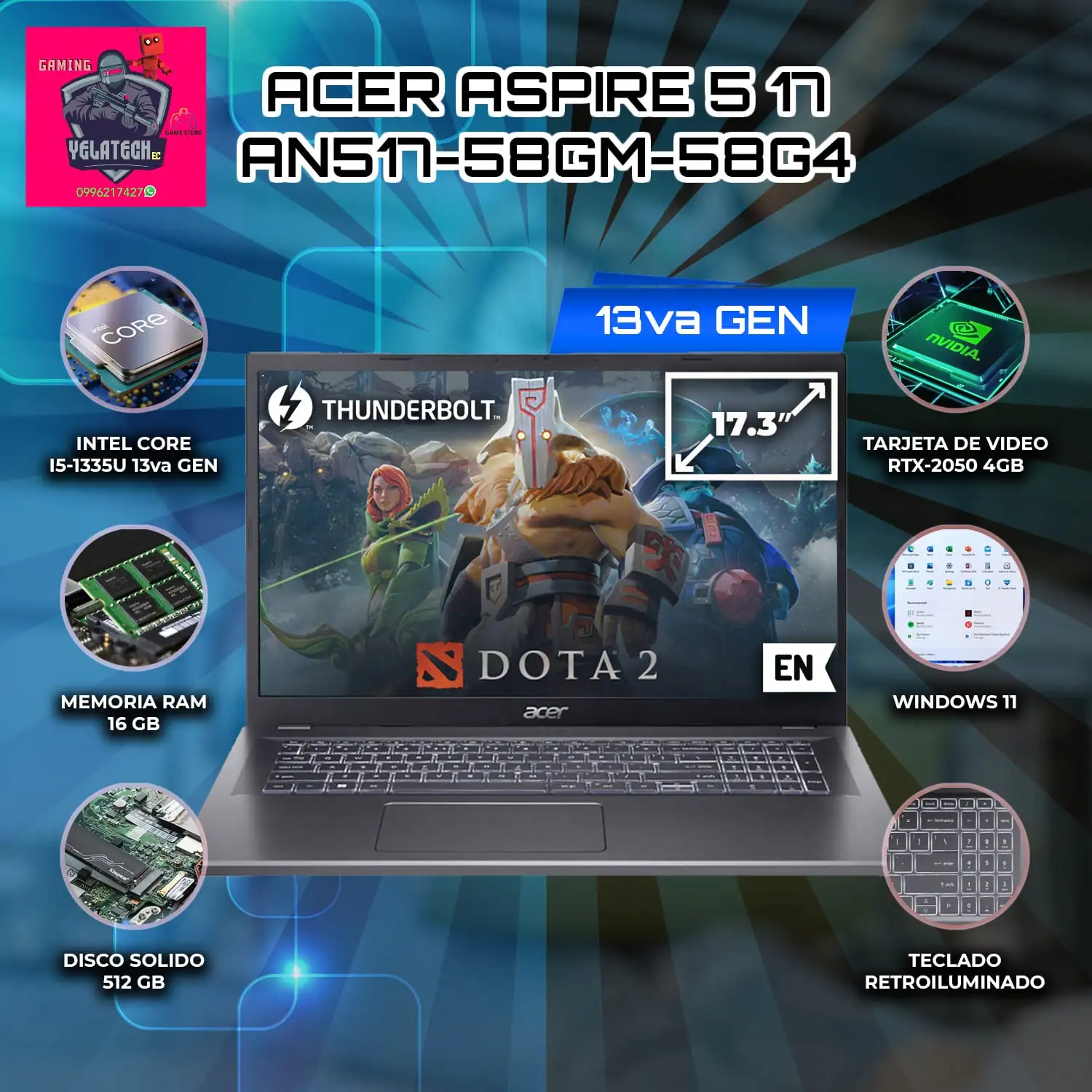 ACER ASPIRE A517 GAMING INTEL CORE I5- 1335U