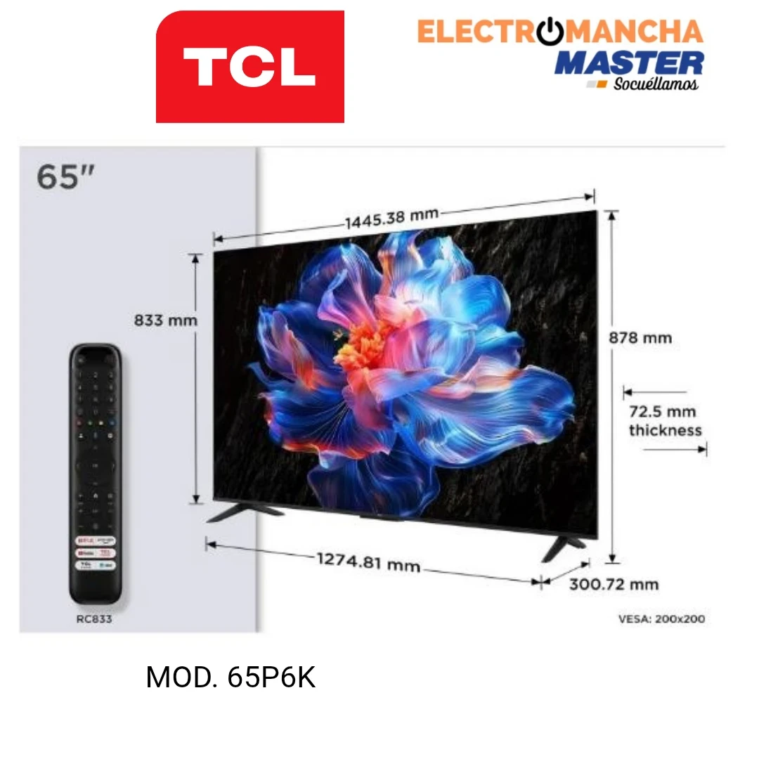 TELEVISION TCL 65P6K 65" PULGADAS 4K GOOGLE 2