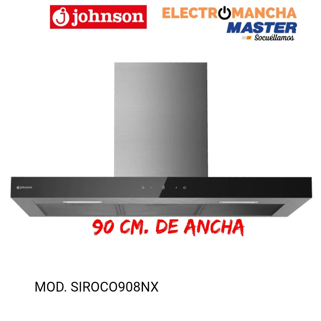 CAMPANA DECORATIVA JOHNSON SIROCO908NX 90 CM. 800M/3 T INVERTIDA A
