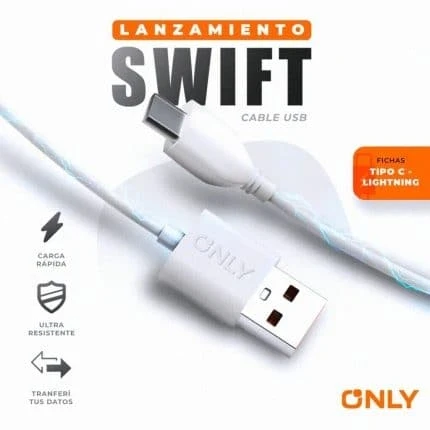 CABLE USB LIGHTNING "IPHONE" SWIFT – ONLY – BLANCO 3