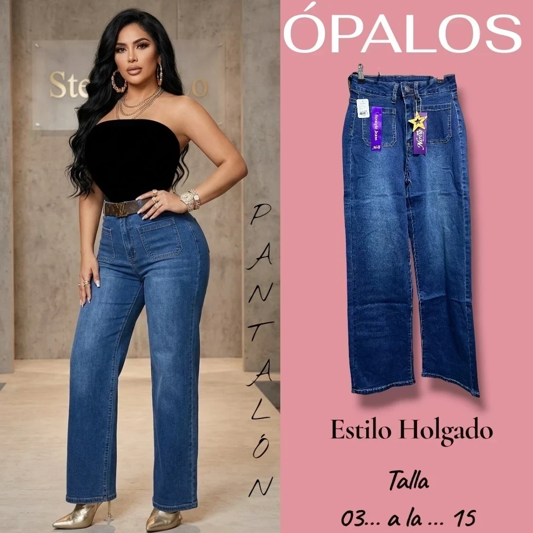 Pantalon Recto Mezclilla