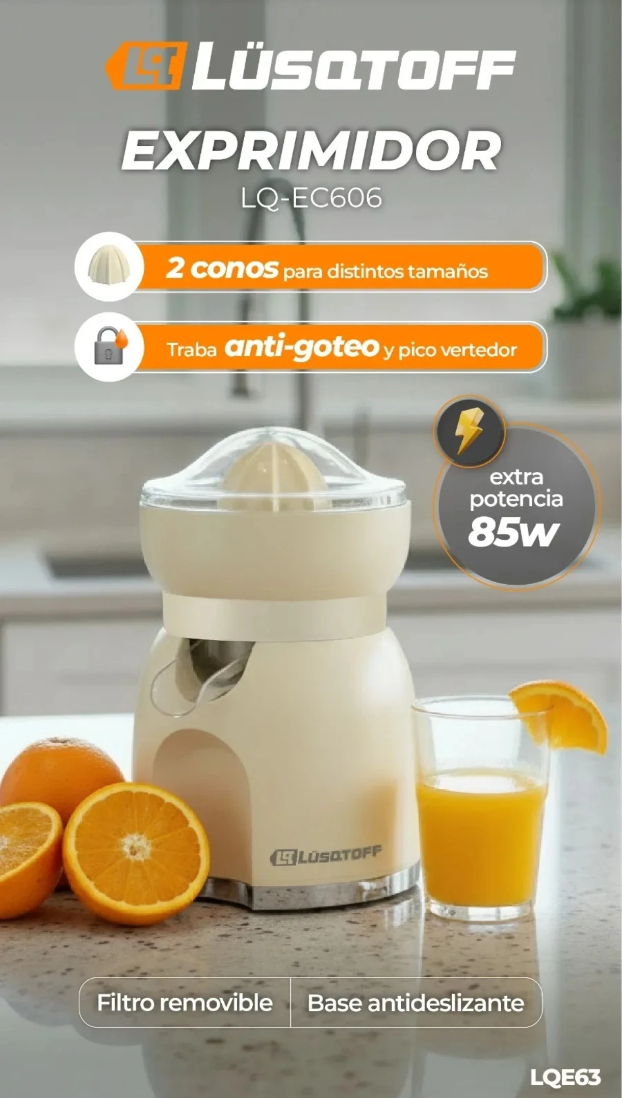 Exprimidor eléctrico Lusotoff 85w cream