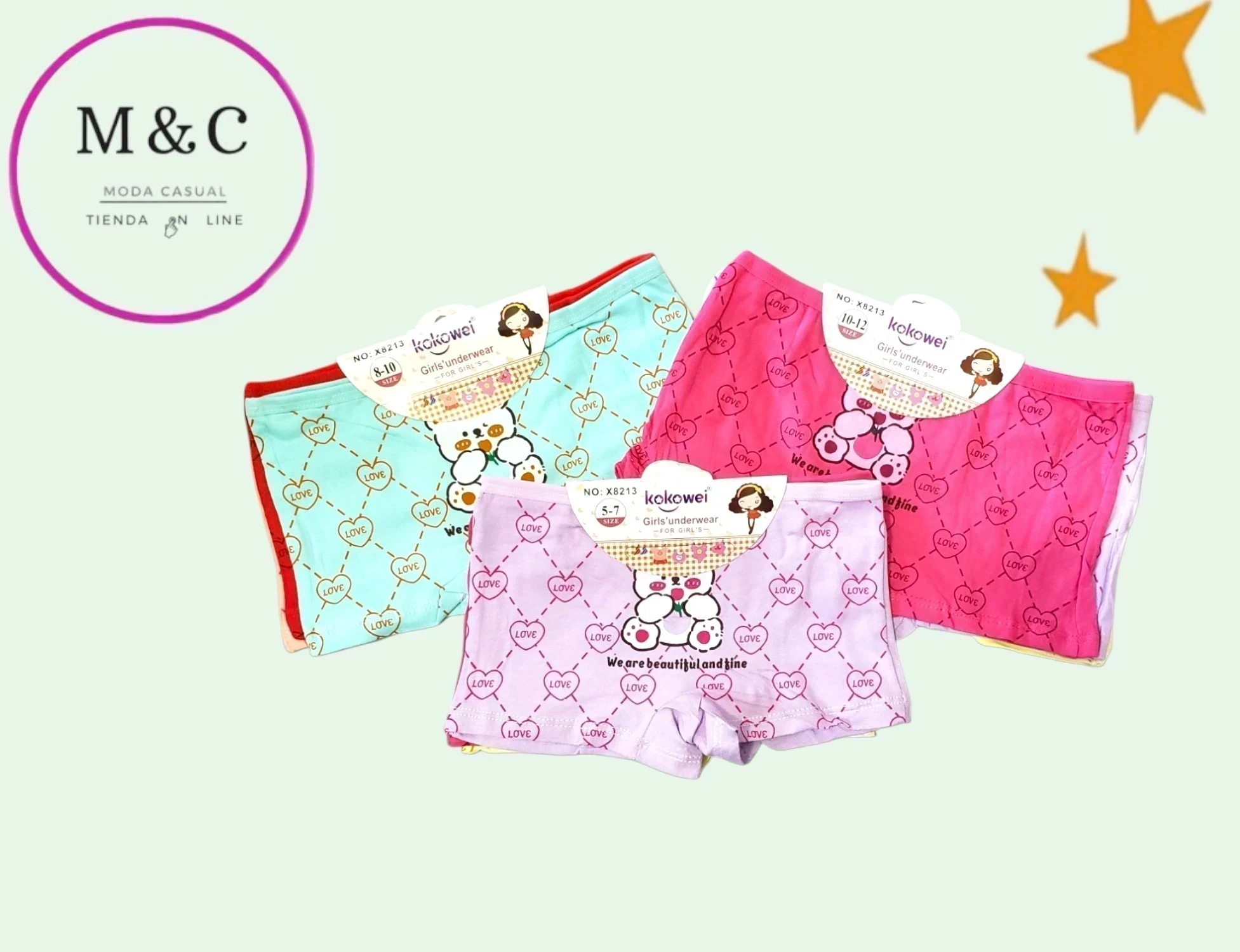 3x75 Boxer para niña T-G