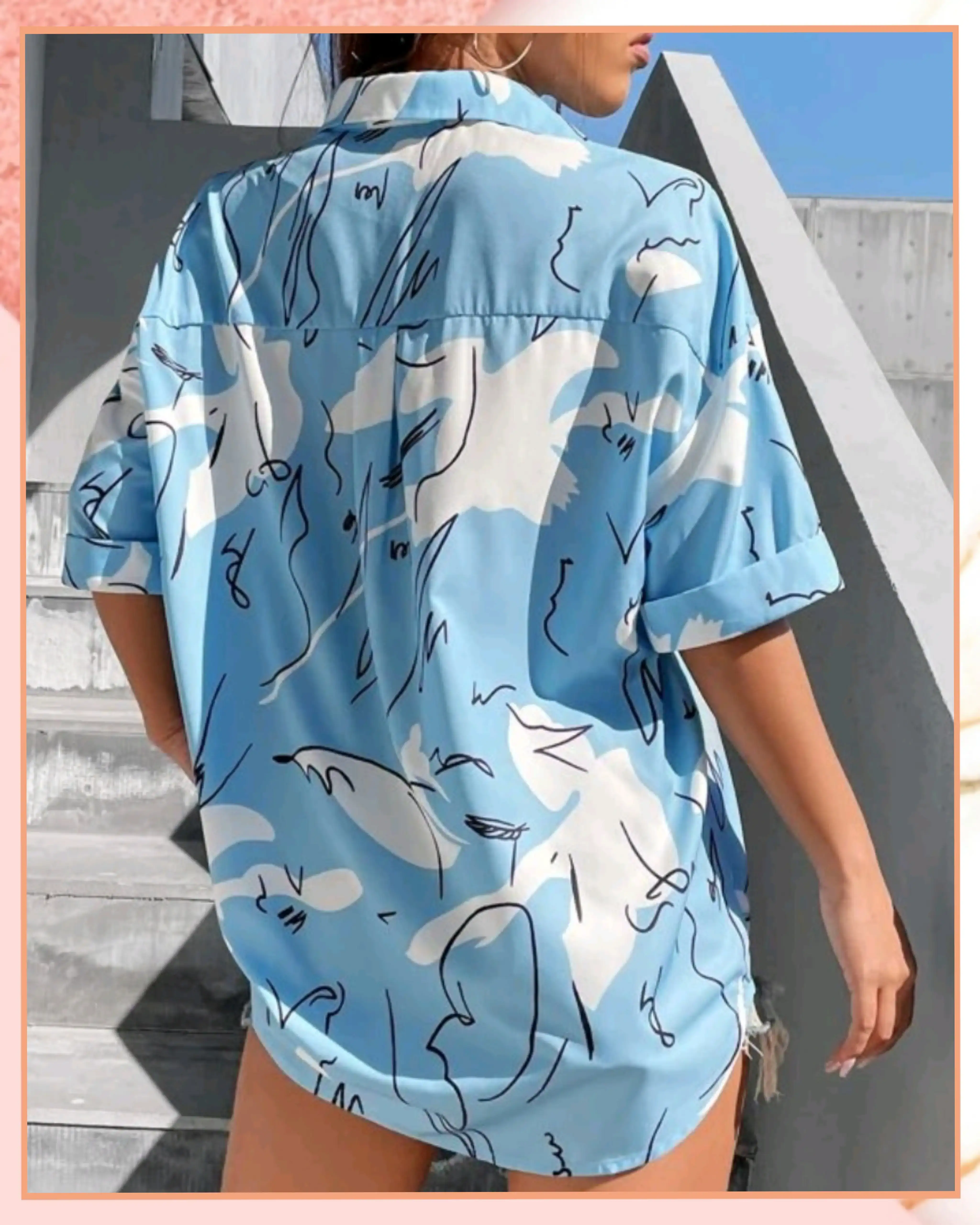 S - Camisa de hombros caidos, azúl y blanco.  4