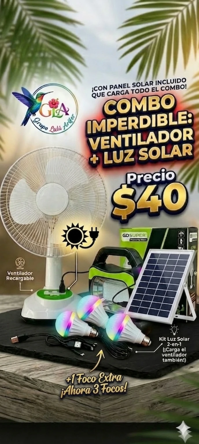 Ventilador solar mas lámpara solar 