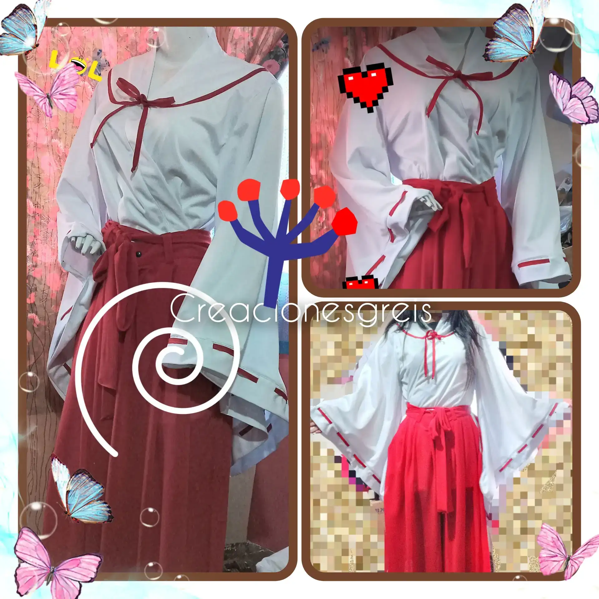 Kimono rojo blanco 🇯🇵