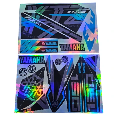 XTZ 150 Calcomanias 2025 Tornasol gris con celeste